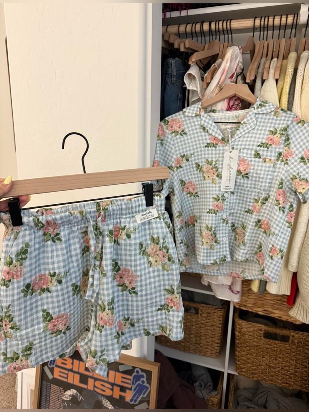 daydream by berkshire marshalls gingham cottage baby blue pajamas set